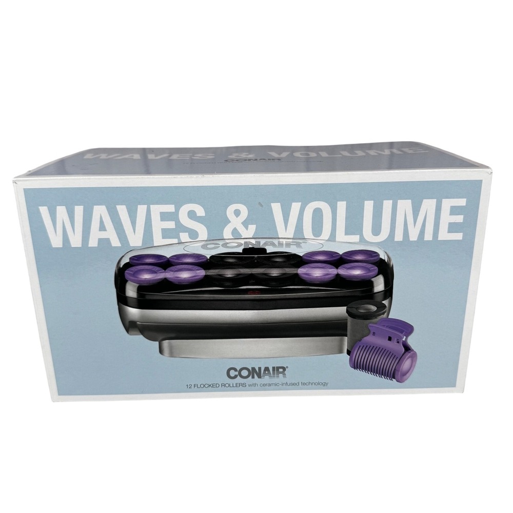 Conair Waves & Volume 12 Flocked Ceramic Hot Rollers CHV14JXRSAM Women NEW NIB